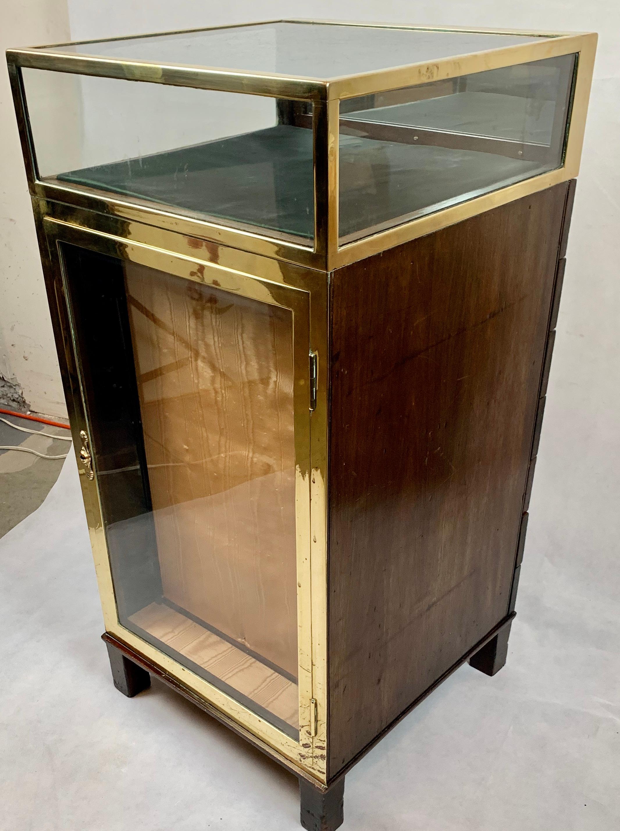 Collector's Mahogany Brass Bound Display Cabinet-England For Sale 3