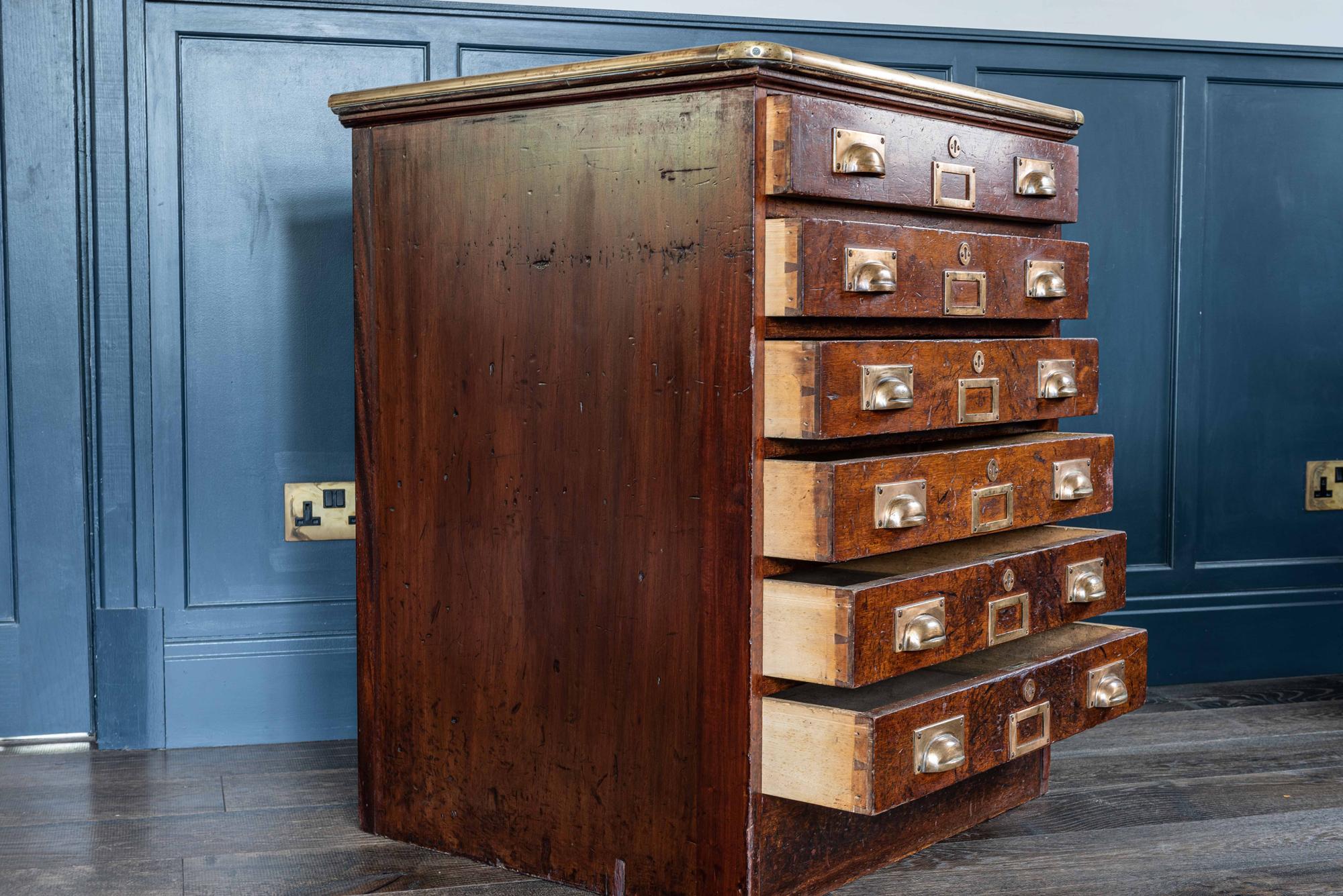 Mahogany Brass Capped Bankers Drawers, English, circa 1920 10