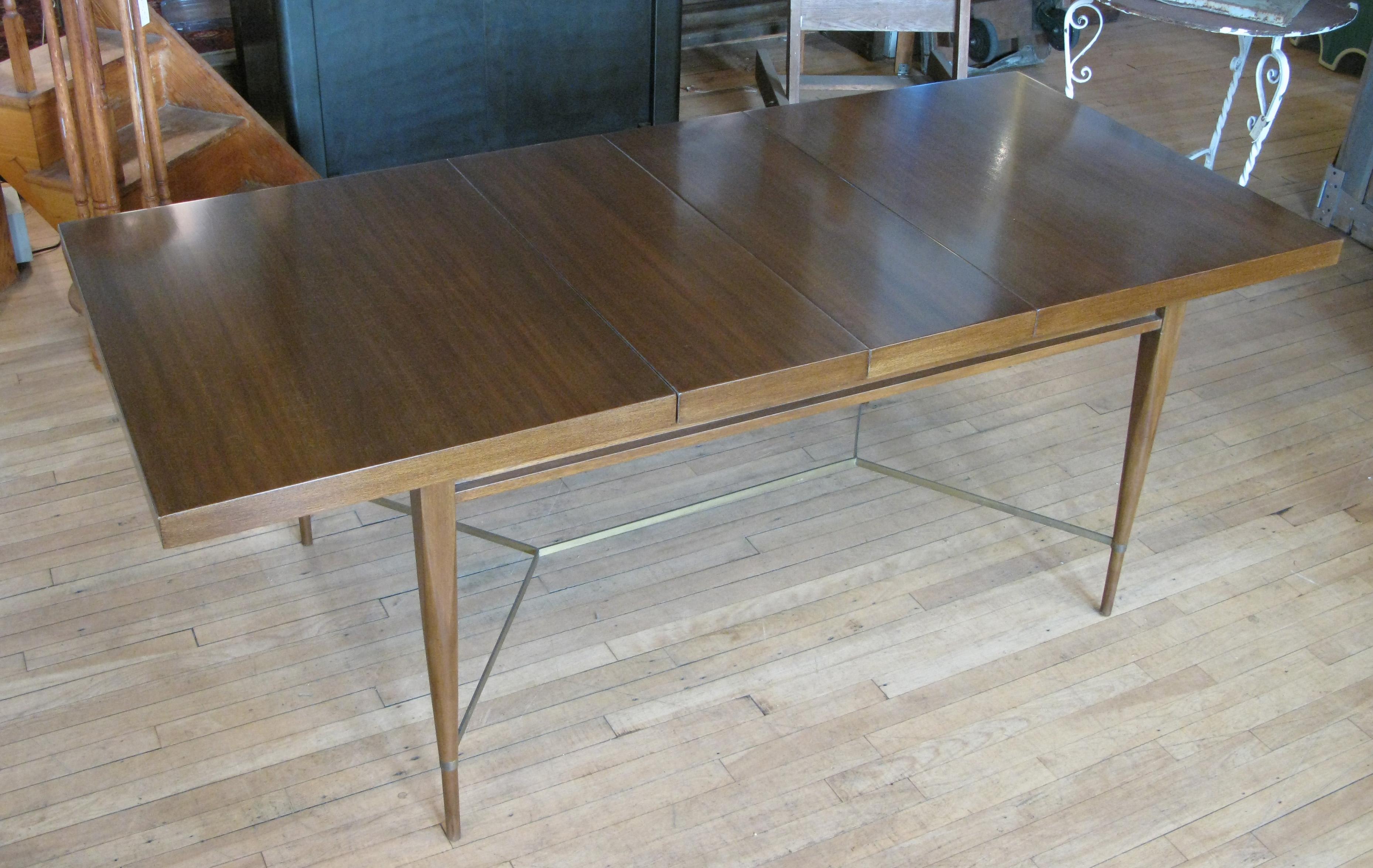 American Mahogany & Brass Extension Dining Table by Paul McCobb