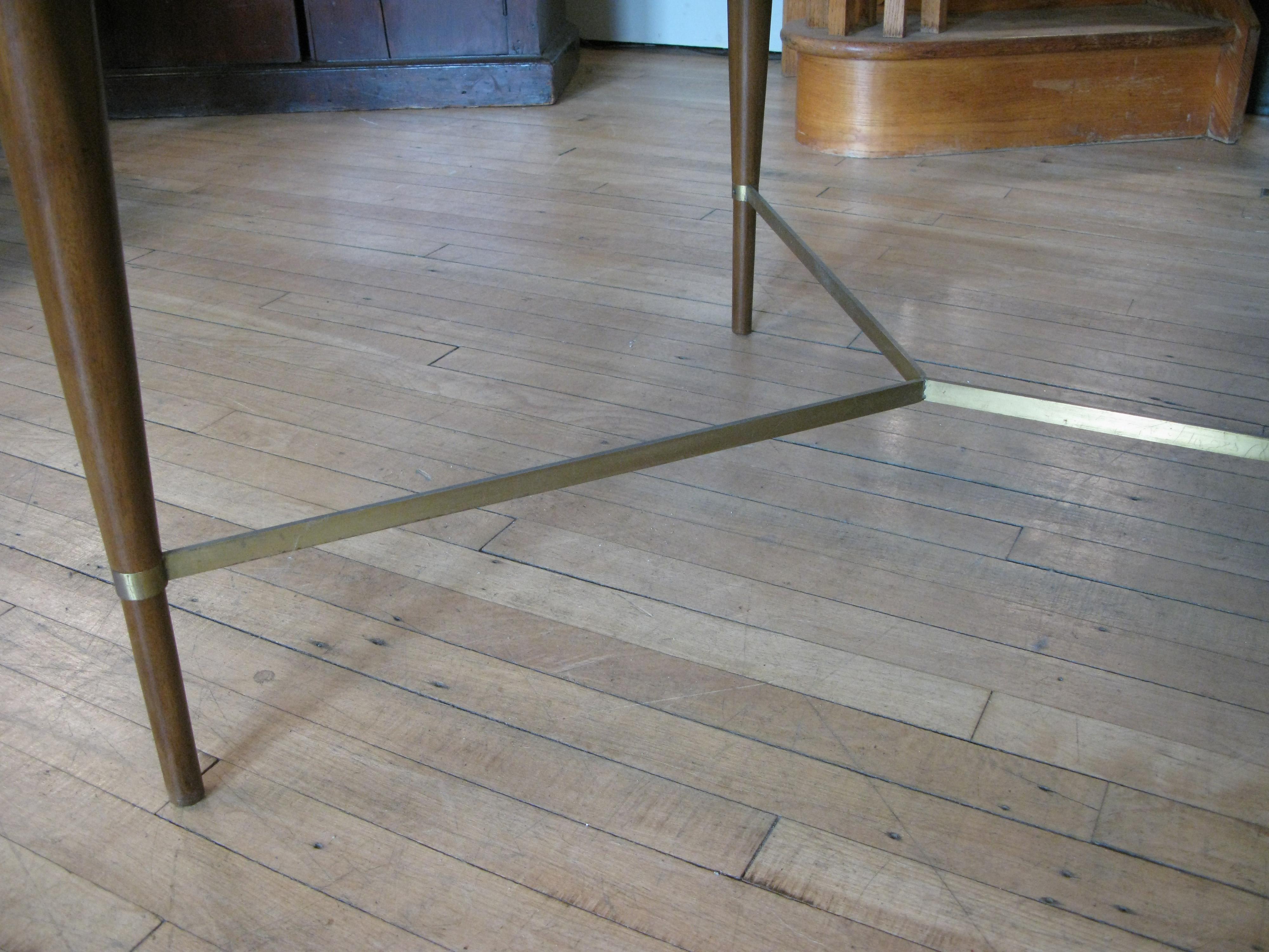 Mahogany & Brass Extension Dining Table by Paul McCobb In Good Condition In Hudson, NY