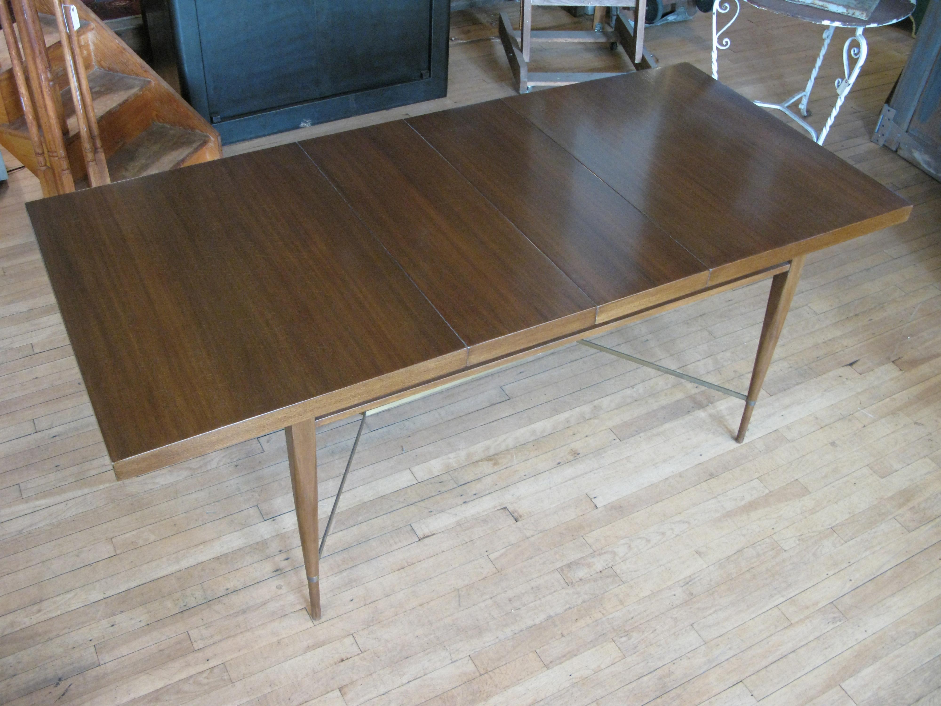Mid-20th Century Mahogany & Brass Extension Dining Table by Paul McCobb
