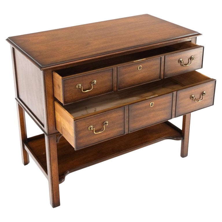 Mahogany Brass Hardware Kindel Entry Hall Chest Console Table Buffet Cabinet at 1stDibs