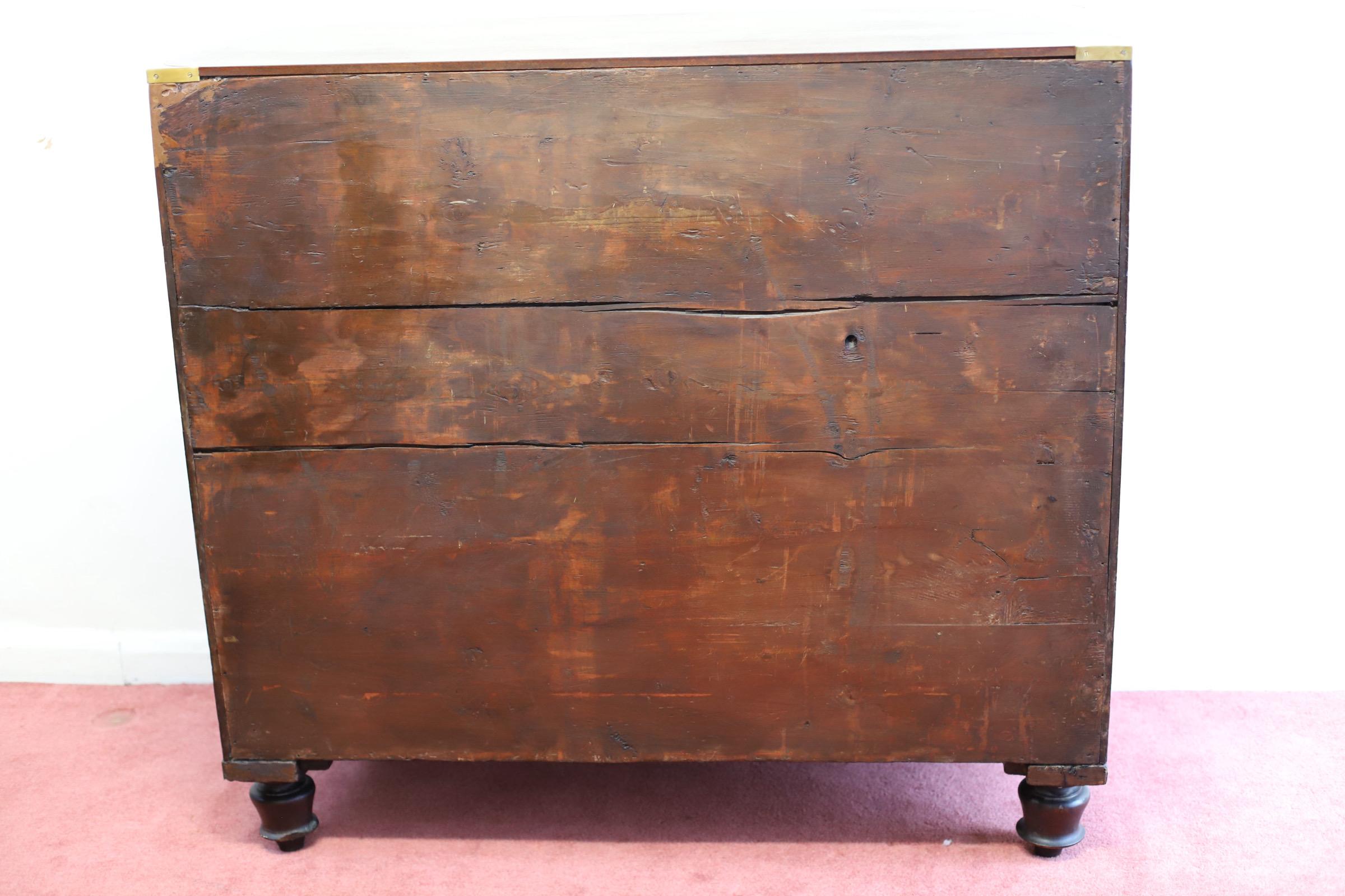 Mahogany & Brass Military Campaign Chest of Drawer For Sale 5