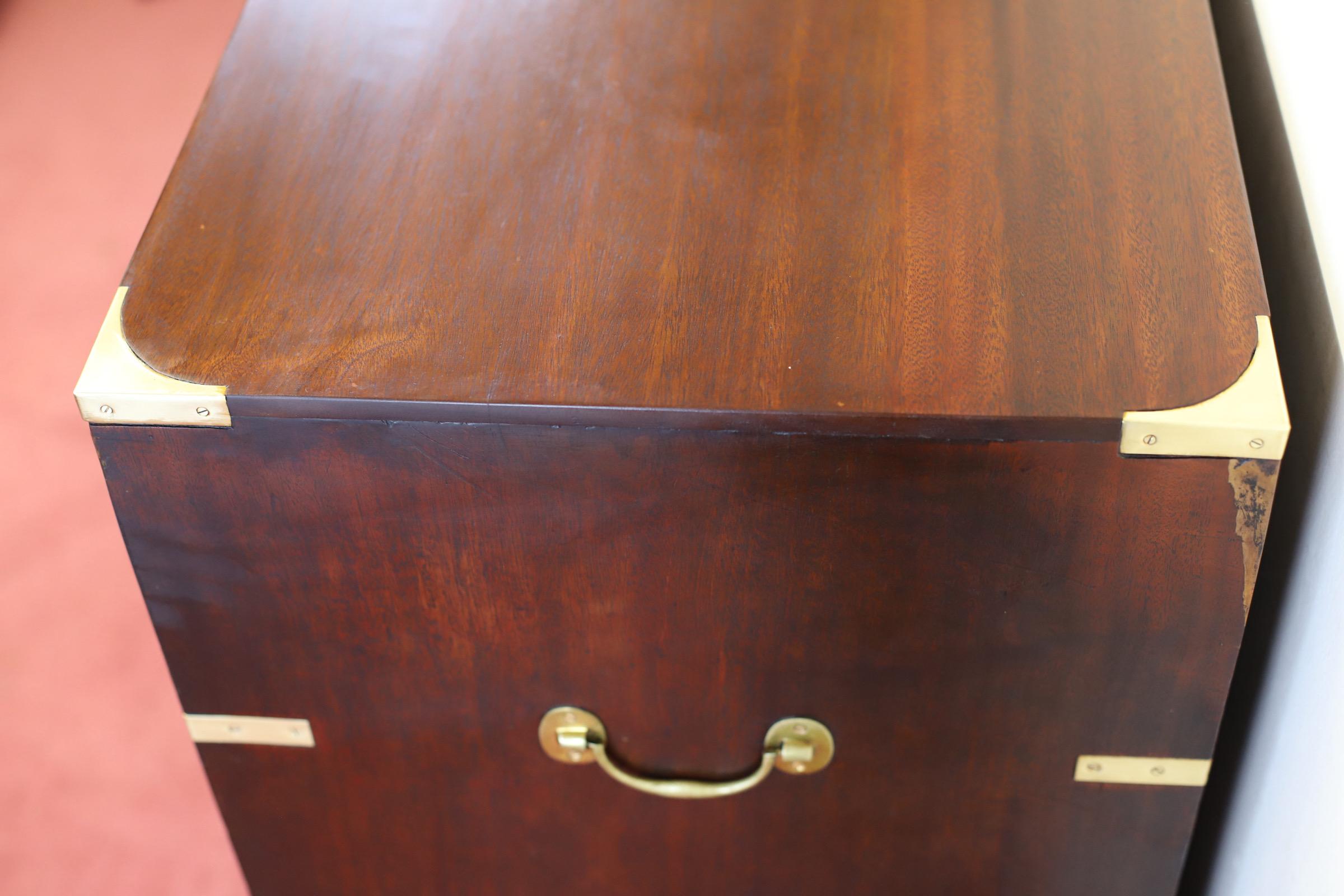 Mahogany & Brass Military Campaign Chest of Drawer For Sale 13