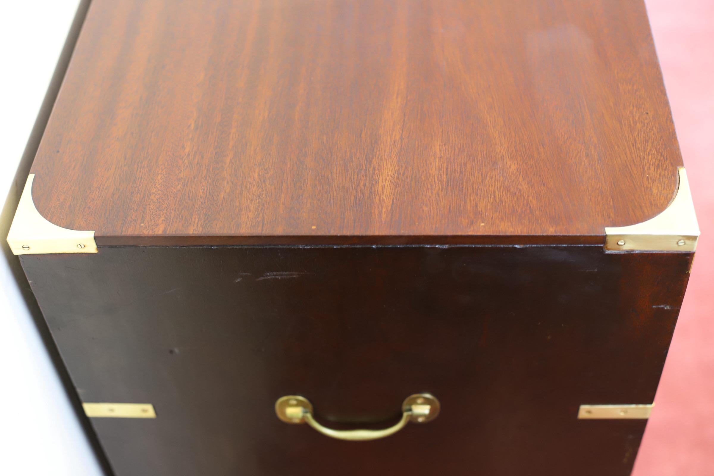 Mahogany & Brass Military Campaign Chest of Drawer For Sale 14