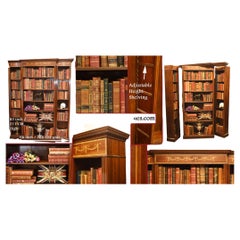Mahogany Breakfront Bookcase - English Sheraton Open Bespoke
