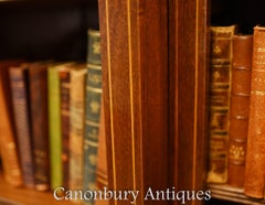Mahogany Breakfront Bookcase - English Sheraton Open