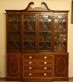 Mahogany Breakfront Bookcase Sheraton Secretaire Antique