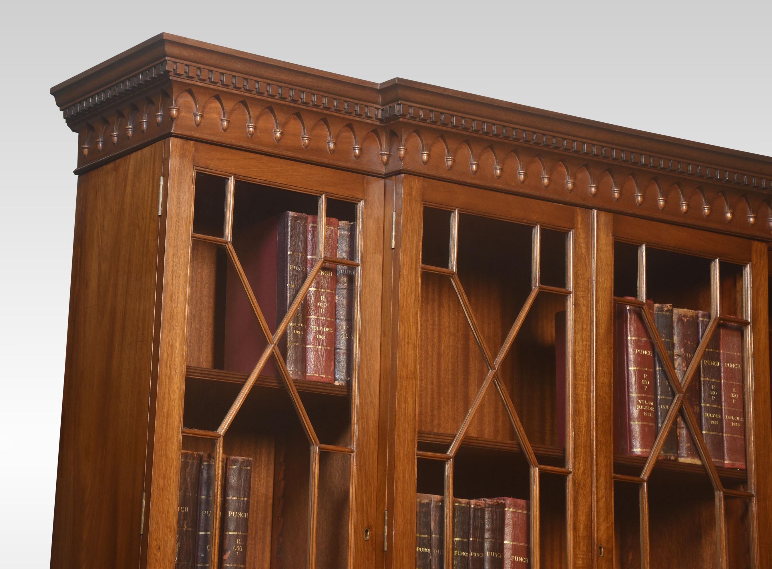 Mahogany Breakfront Library Bookcase For Sale 1