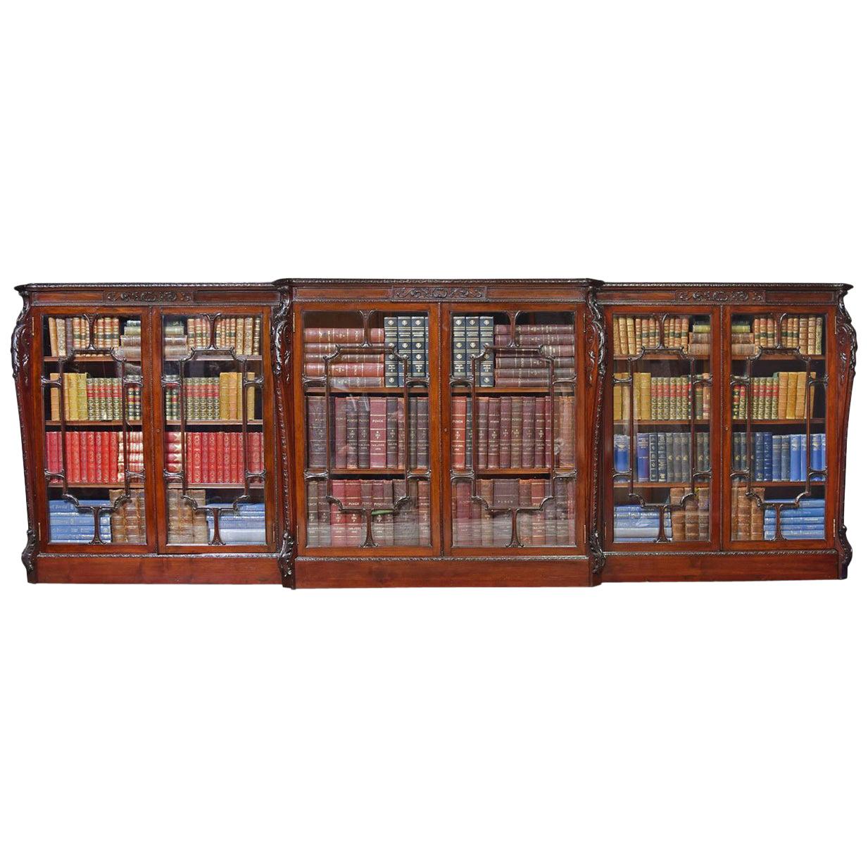 Mahogany Breakfront Library Bookcase