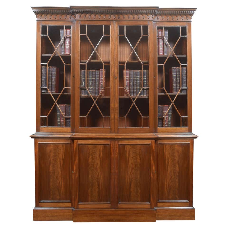Stunning Very Large Victorian Mahogany Library Breakfront Bookcase ...