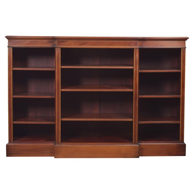 Mahogany Breakfront Open Bookcase at 1stDibs