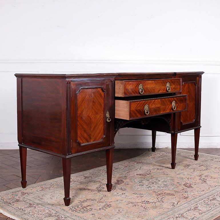 English Mahogany Breakfront Sideboard For Sale