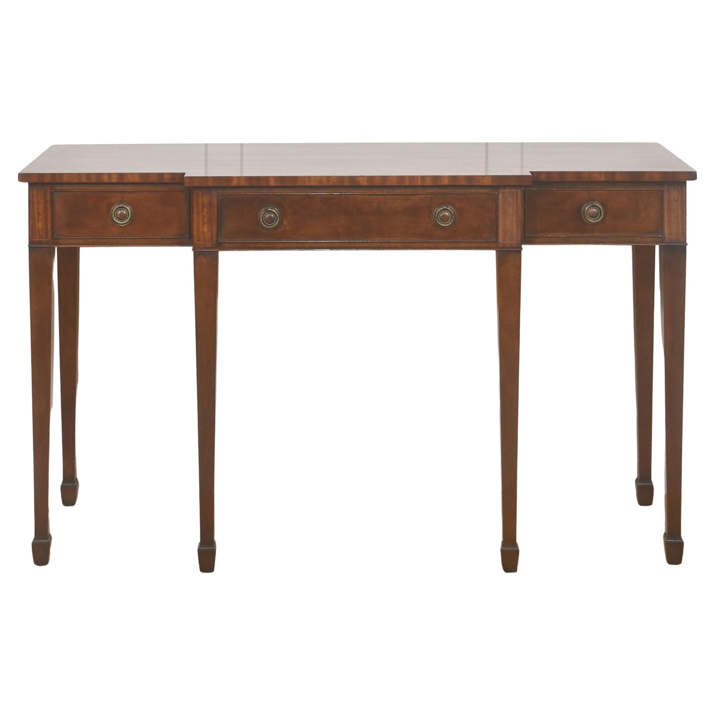 Mahogany Breakfront Three-Drawer Side Table