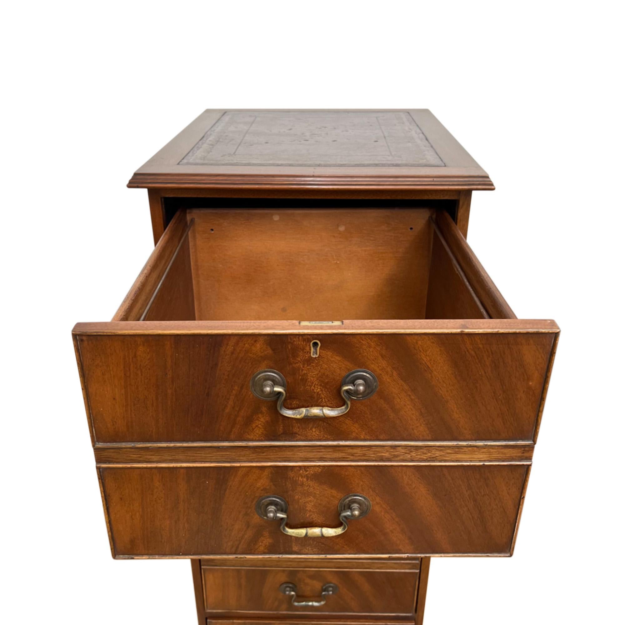 Mid-20th Century Mahogany British 1950s Filing Cabinet For Sale