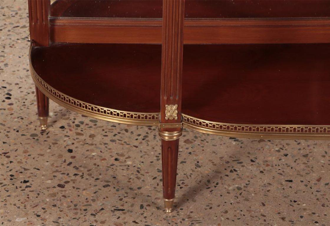 Marble Mahogany bronze mounted Louis XVI style marble top console table For Sale