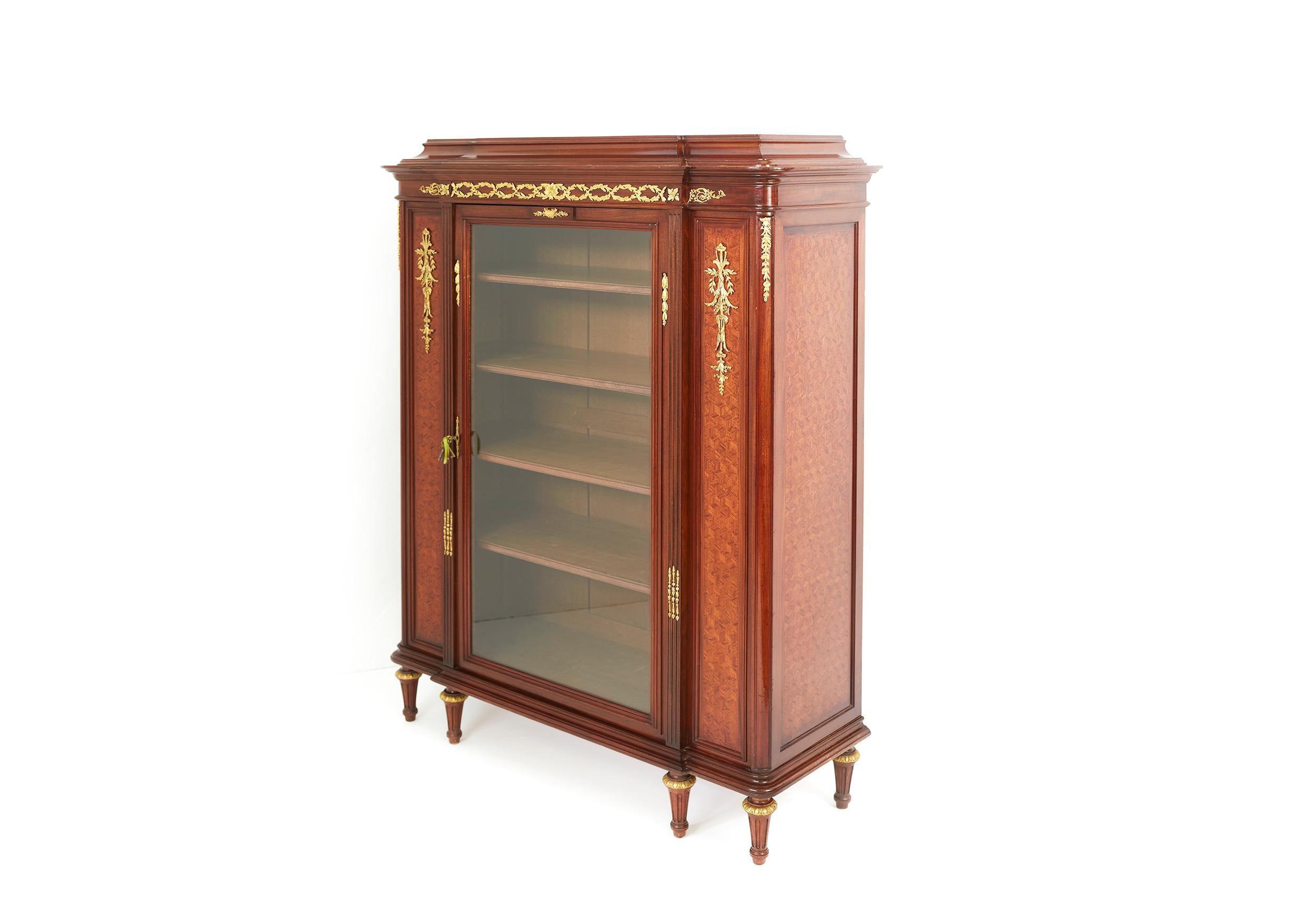 Mahogany / Bronze Mounted Parquetry Cabinet For Sale 2