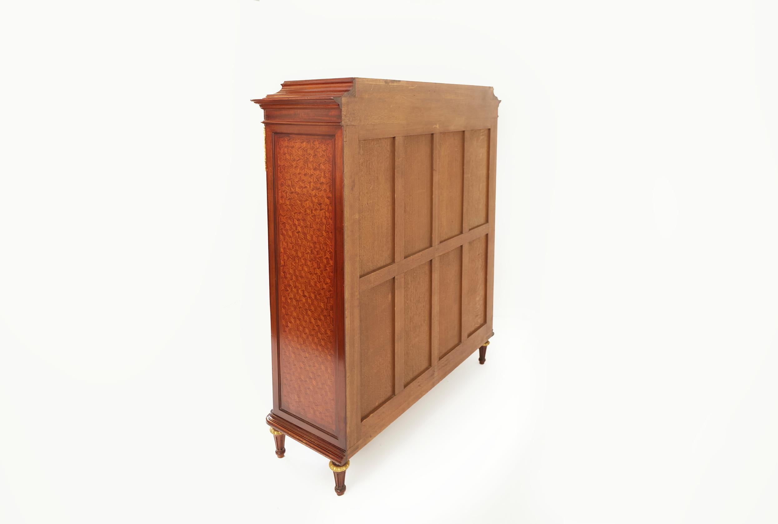 Mahogany / Bronze Mounted Parquetry Cabinet For Sale 3