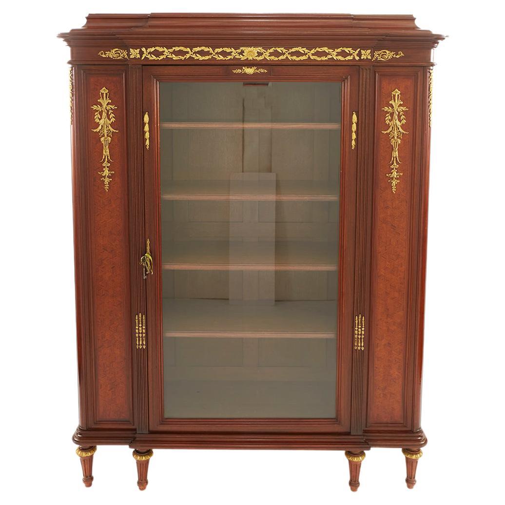 Mahogany / Bronze Mounted Parquetry Cabinet For Sale