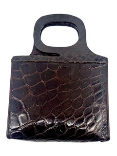 Bolso de piel de cocodrilo repujada marrón caoba Mod, años 60