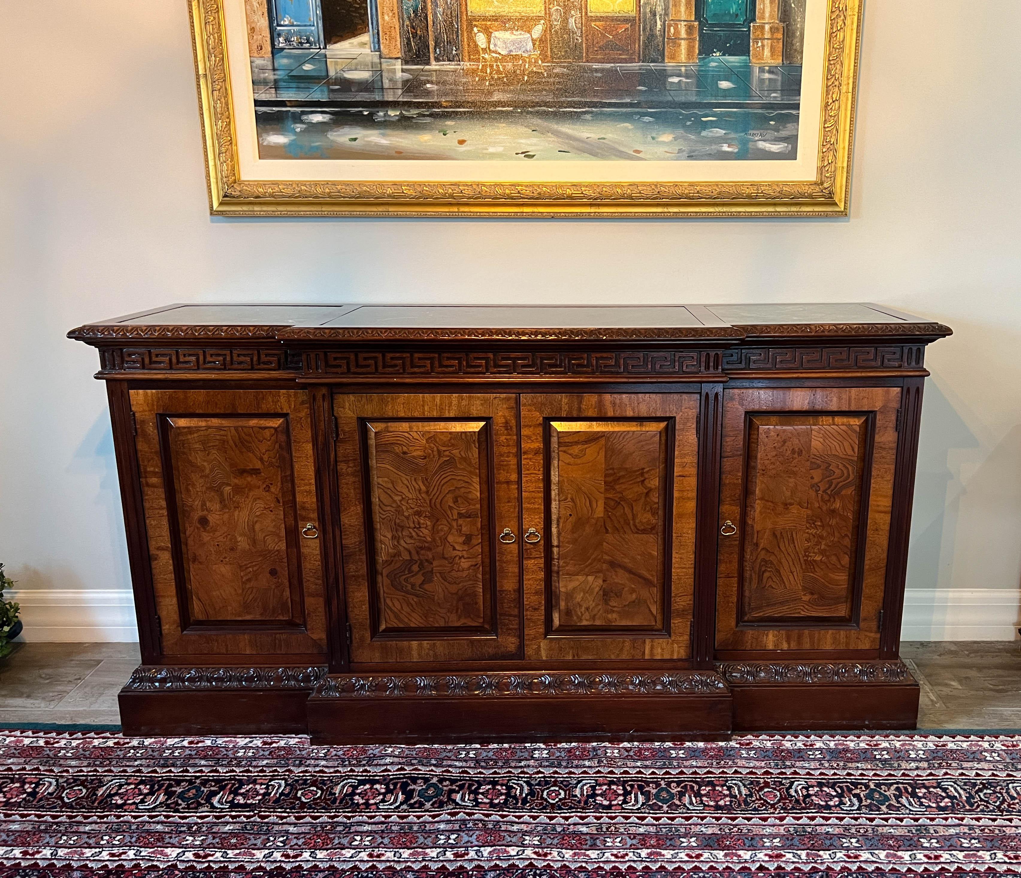 Neoclassical Revival Mahogany Buffet/Credenza With Marble Top Inset by Hekman
