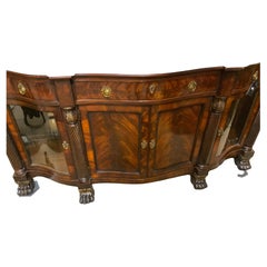 Buffet en acajou avec plateau en marbre noir/doré