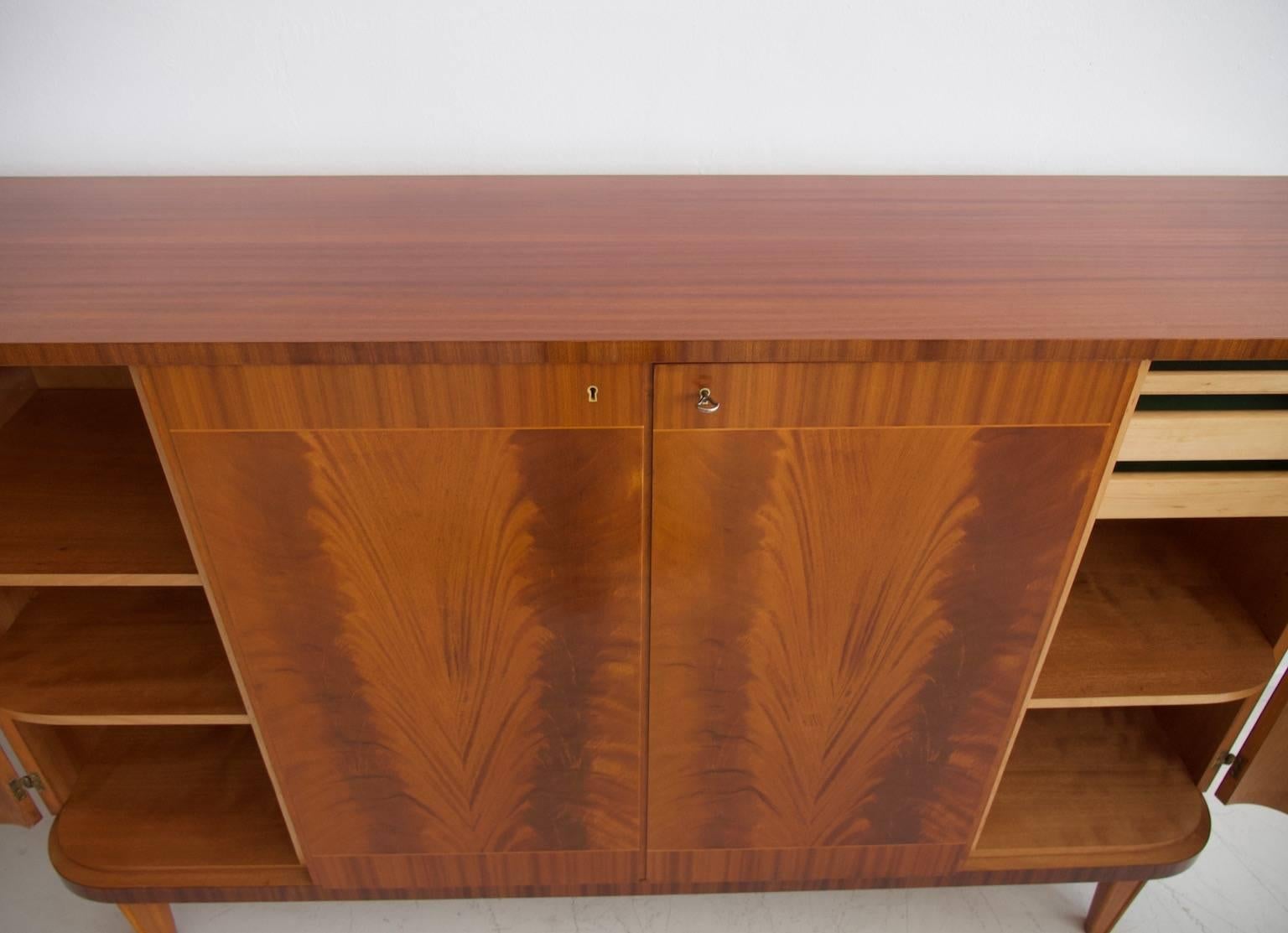 Mahogany Buffet with Four Front Doors, Interior Shelves and Trays, circa 1940s 3