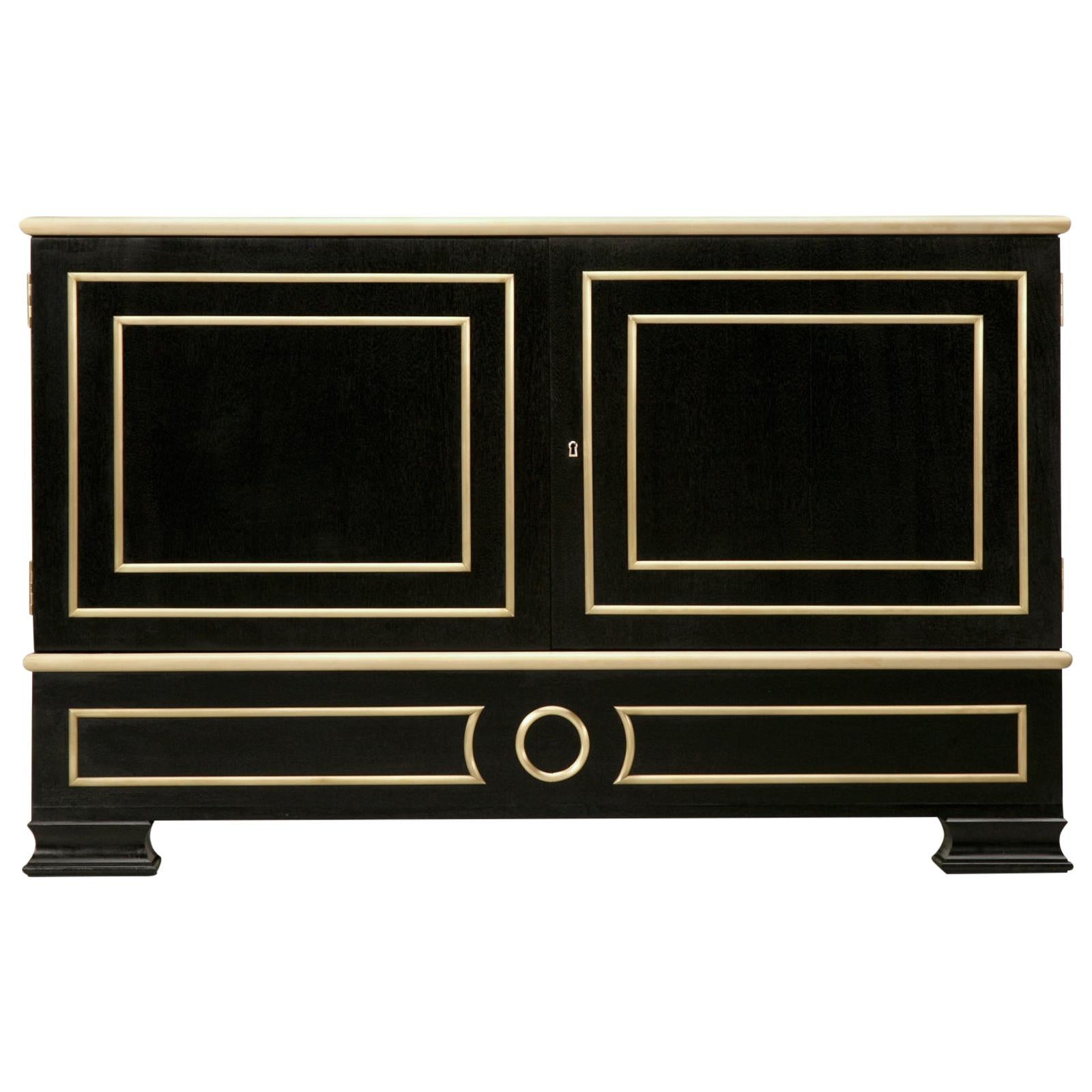 Buffet in mogano con inserti in bronzo massiccio Disponibile in qualsiasi dimensione di finitura