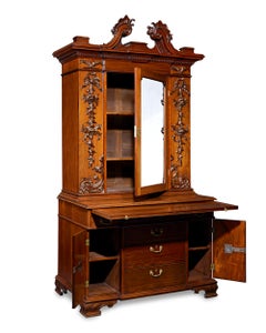 Mahogany Bureau Cabinet After Thomas Chippendale