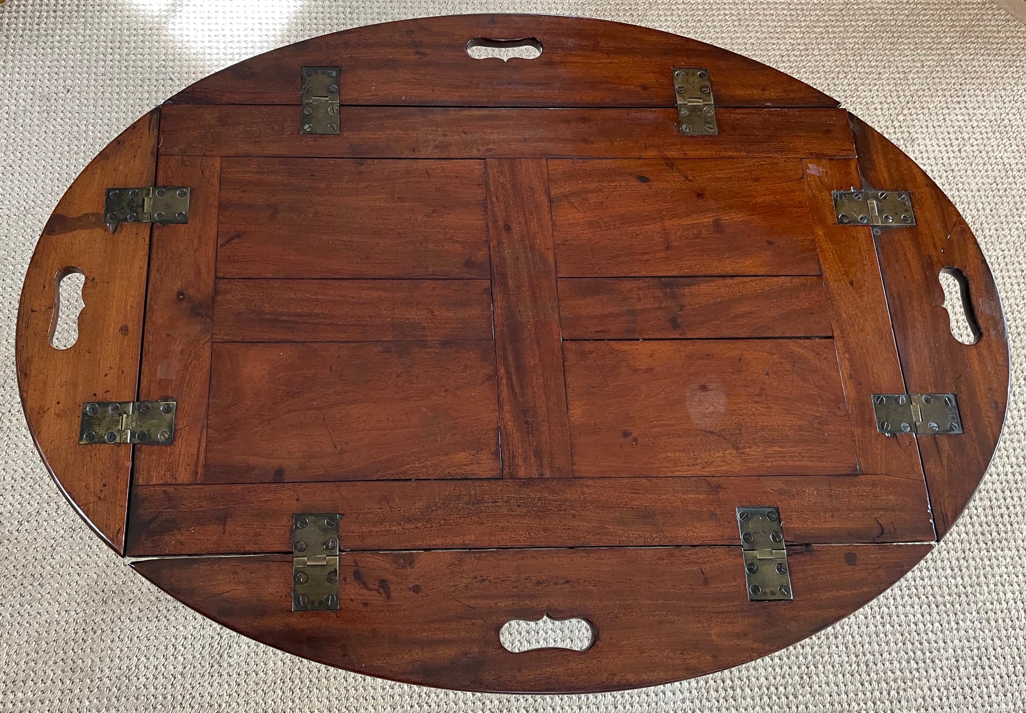 Brass Mahogany Butler’s Tray Table
