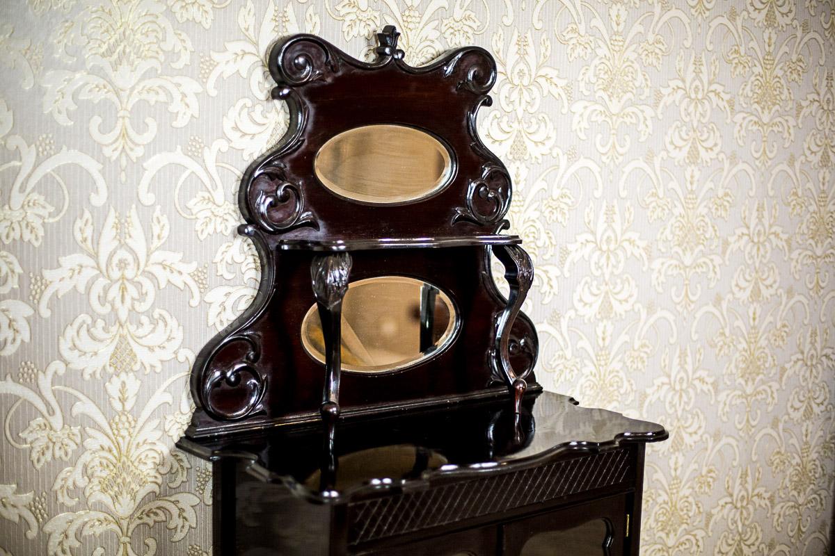 English Ornate Mahogany Cabinet from the 19th Century in Bark Bronze For Sale