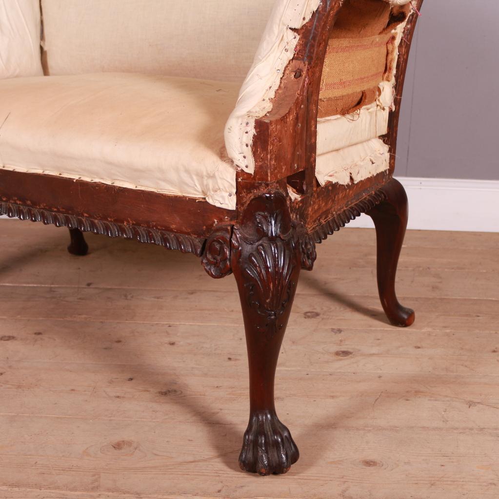 19th Century Mahogany Camelback Sofa