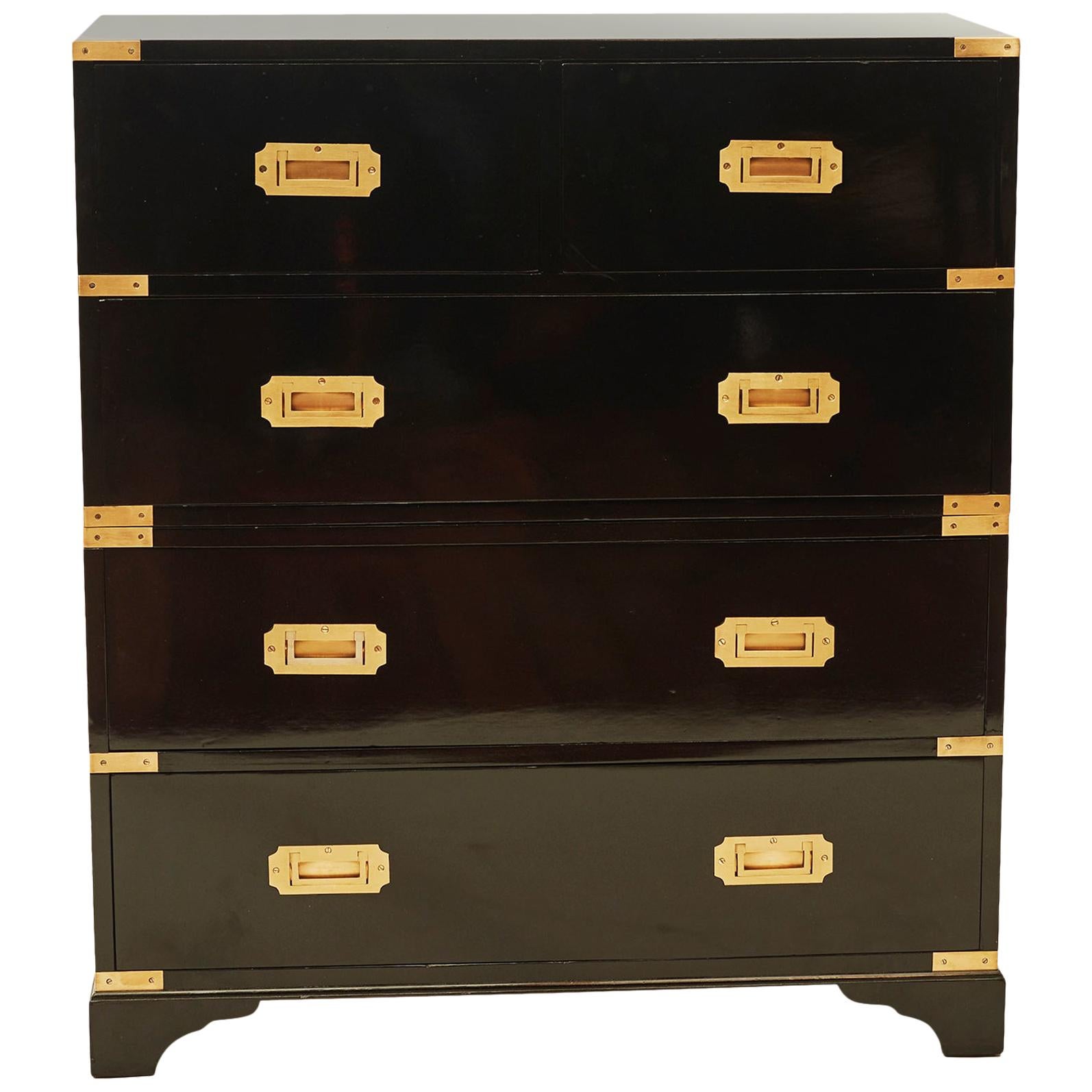 Mahogany Campaign Chest of Drawers, 20th Century
