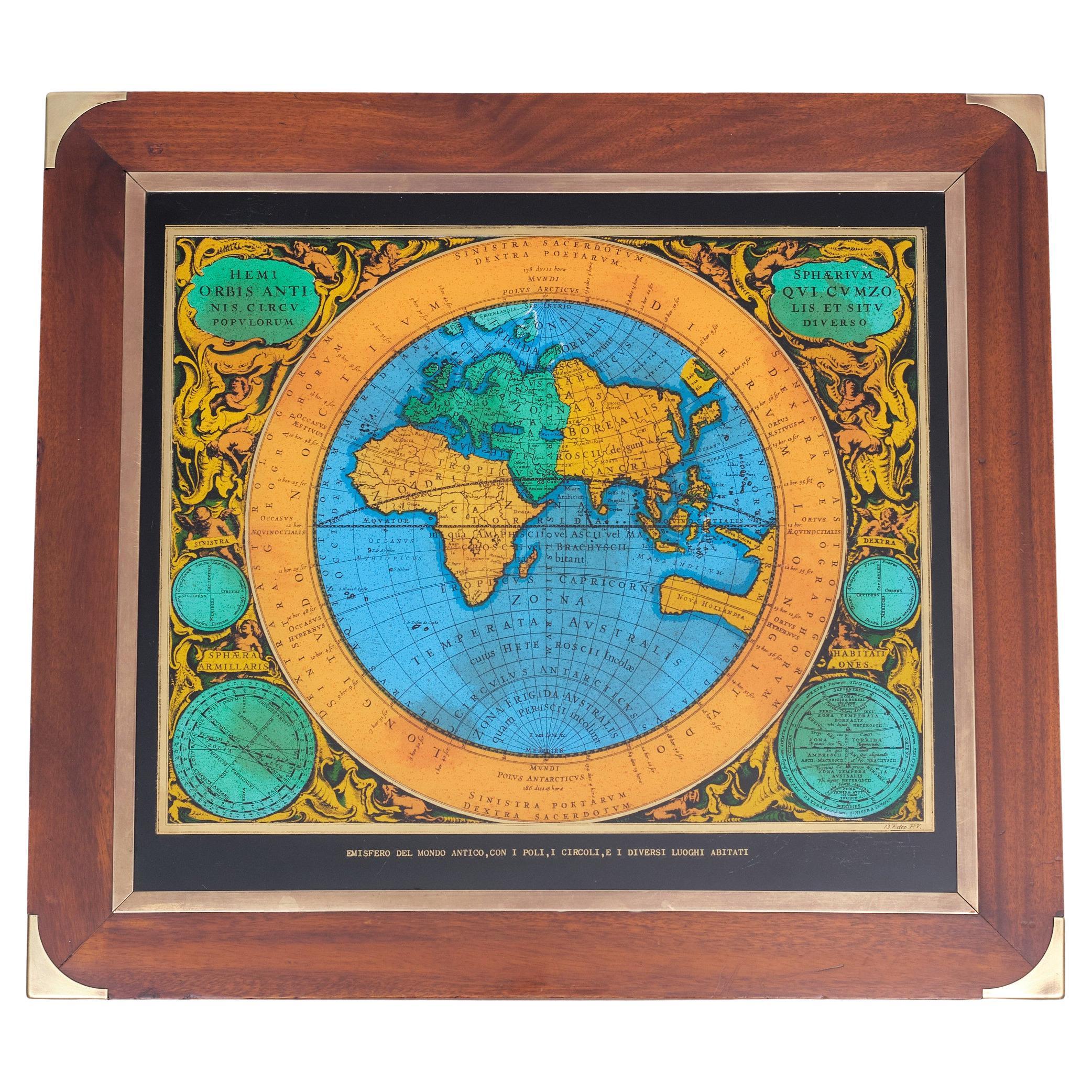 Mahogany Campaign Geographic Globe Table 1960s For Sale