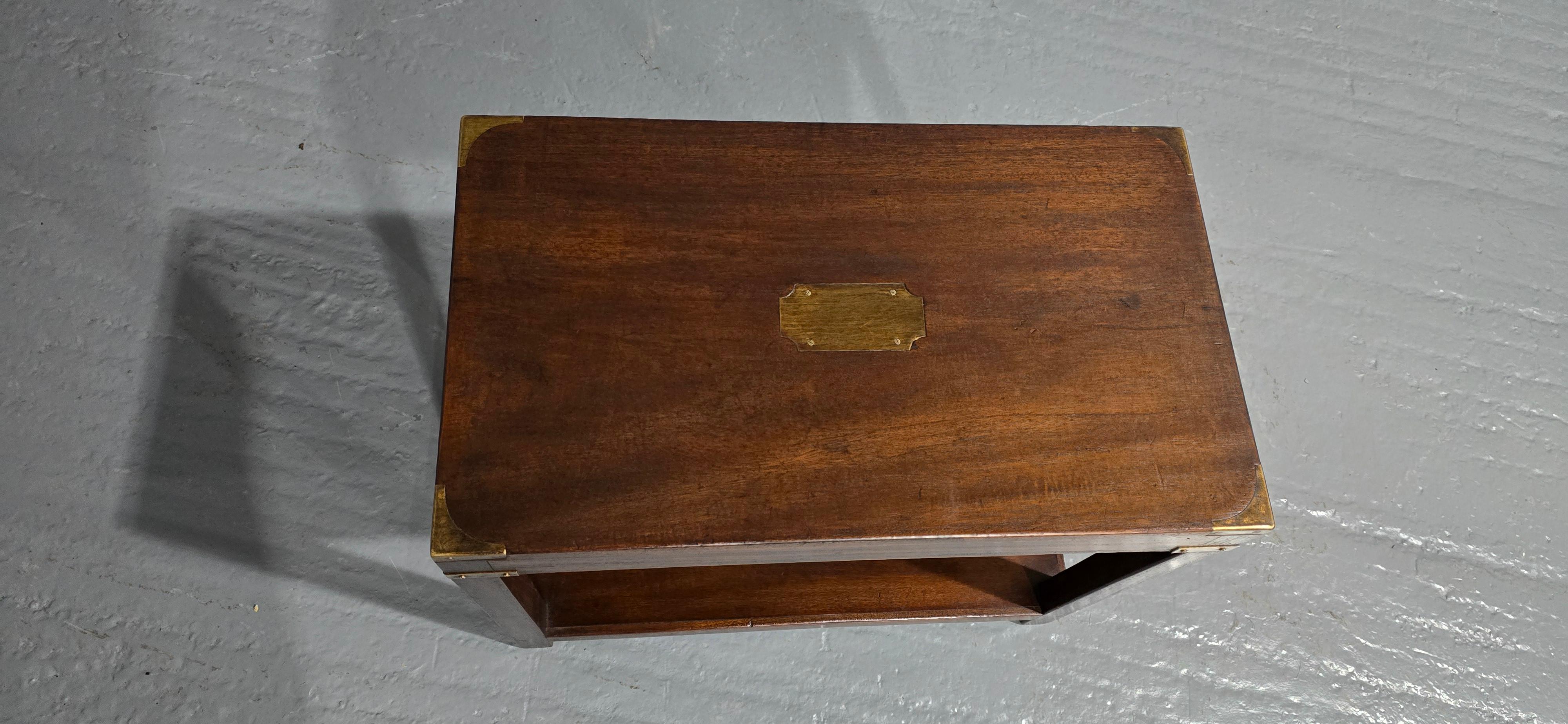 European Mahogany Campaign Lamp Table For Sale