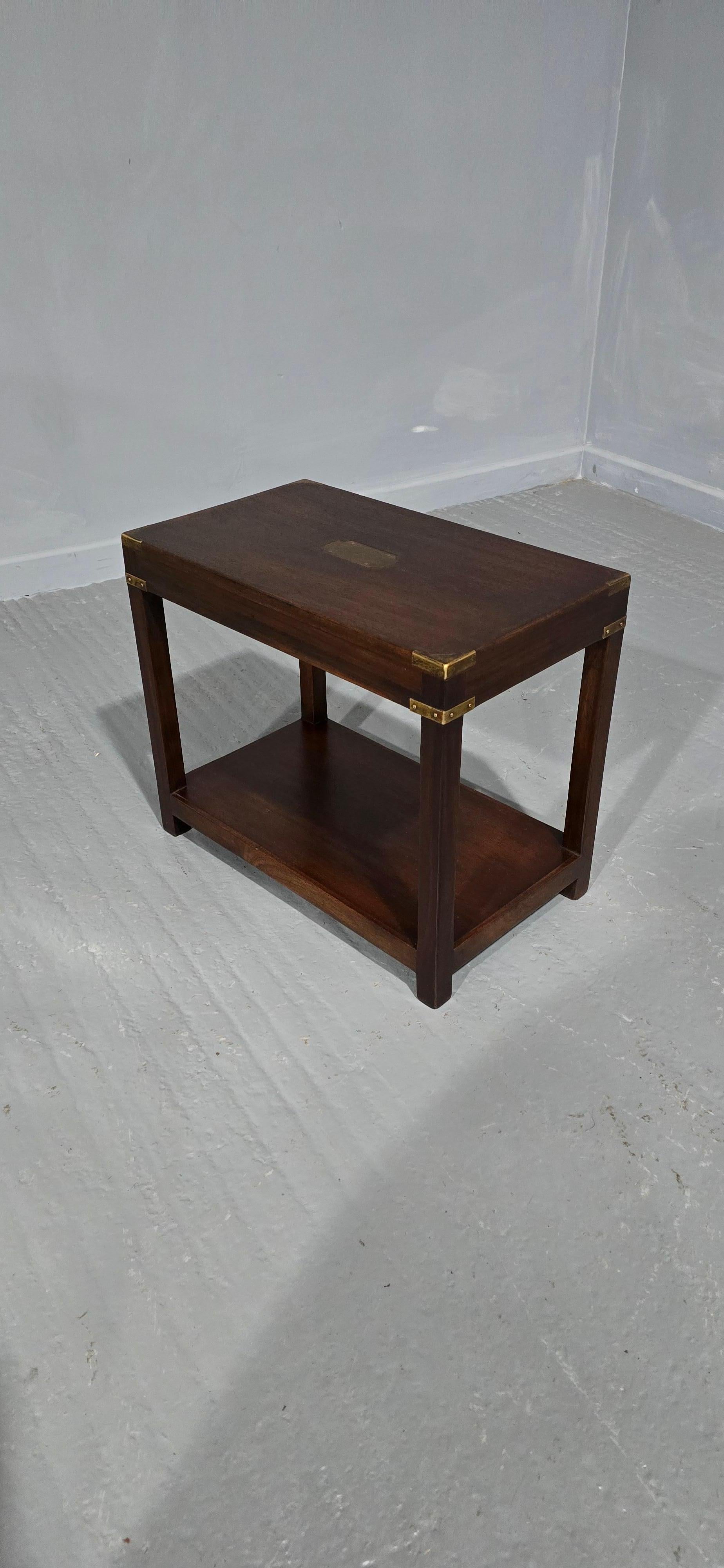 20th Century Mahogany Campaign Lamp Table For Sale