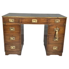 Antique Mahogany Campaign Pedestal Desk