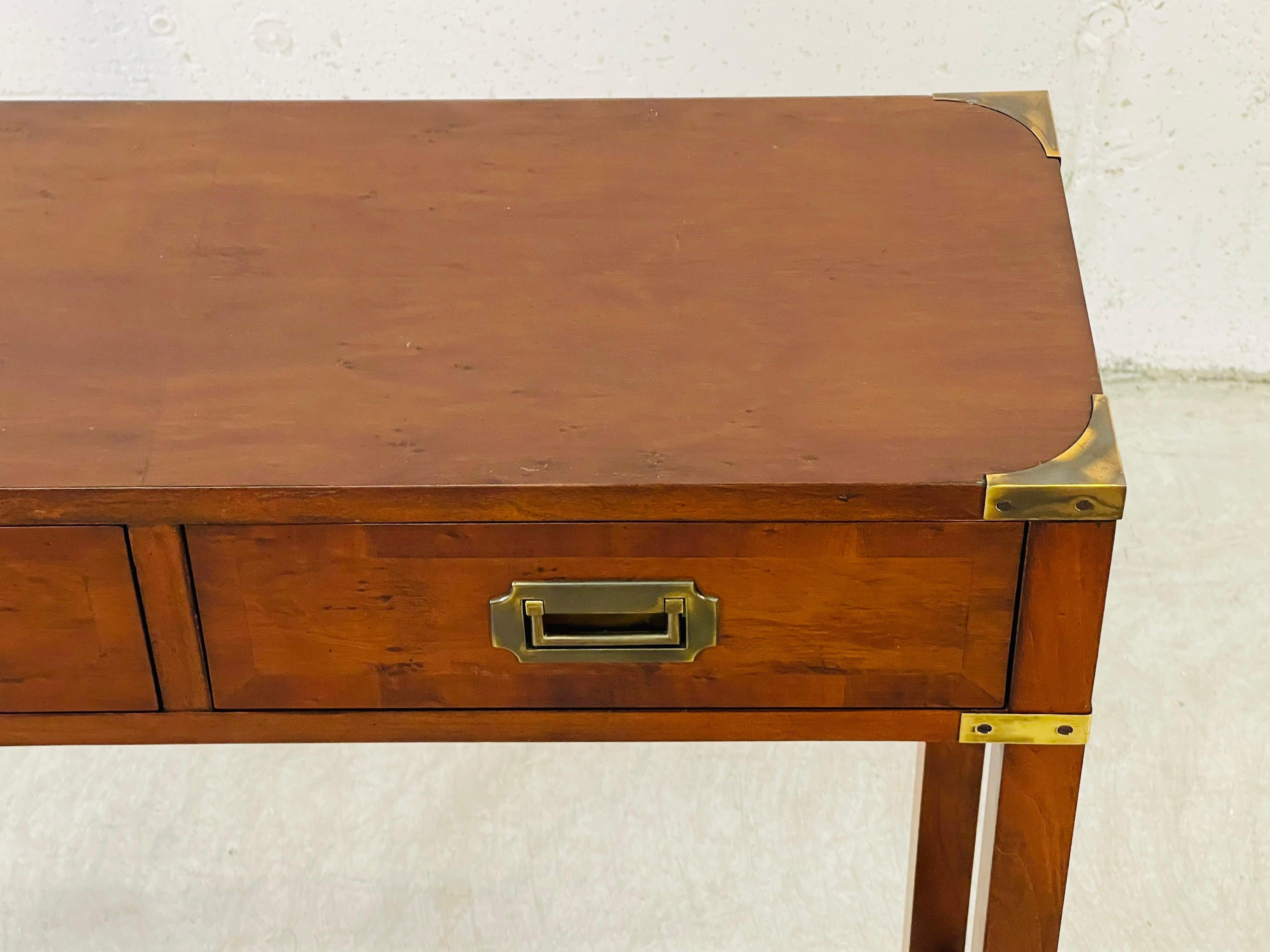 Mid-Century Modern Mahogany Campaign Style Console Table by Hekman For Sale