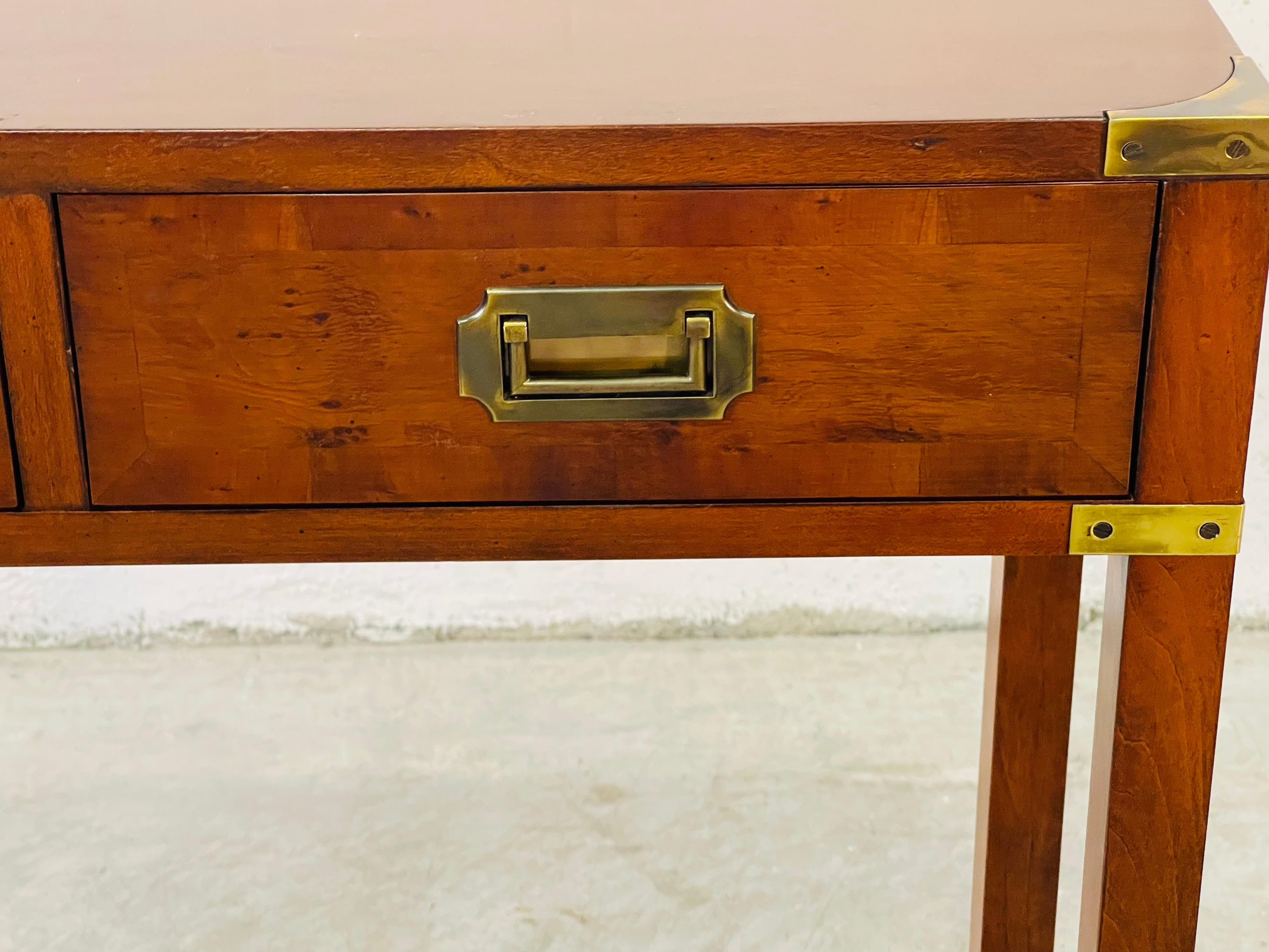 Mahogany Campaign Style Console Table by Hekman In Good Condition For Sale In Amherst, NH