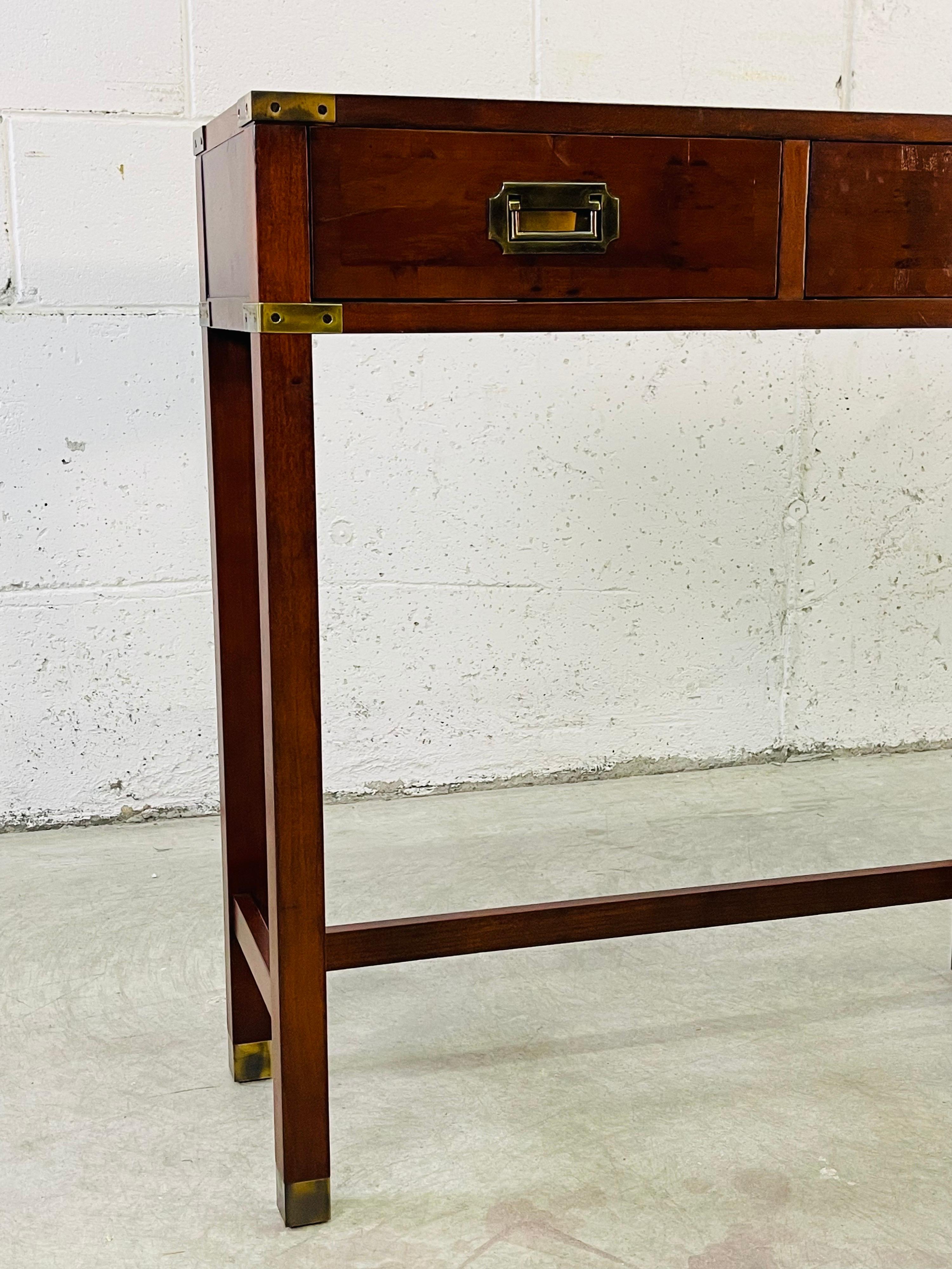 20th Century Mahogany Campaign Style Console Table by Hekman For Sale