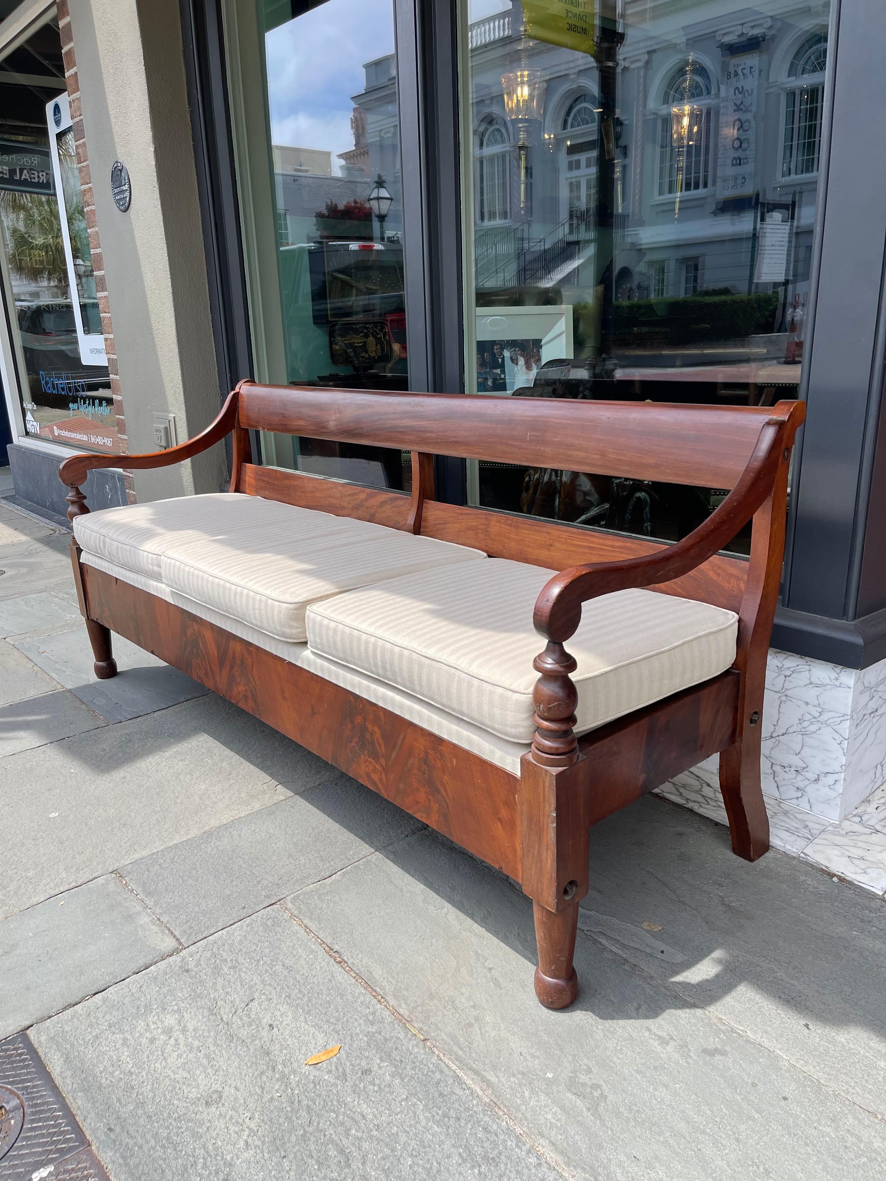 European Mahogany Campaign Style Settee or Daybed Late 19th Century For Sale