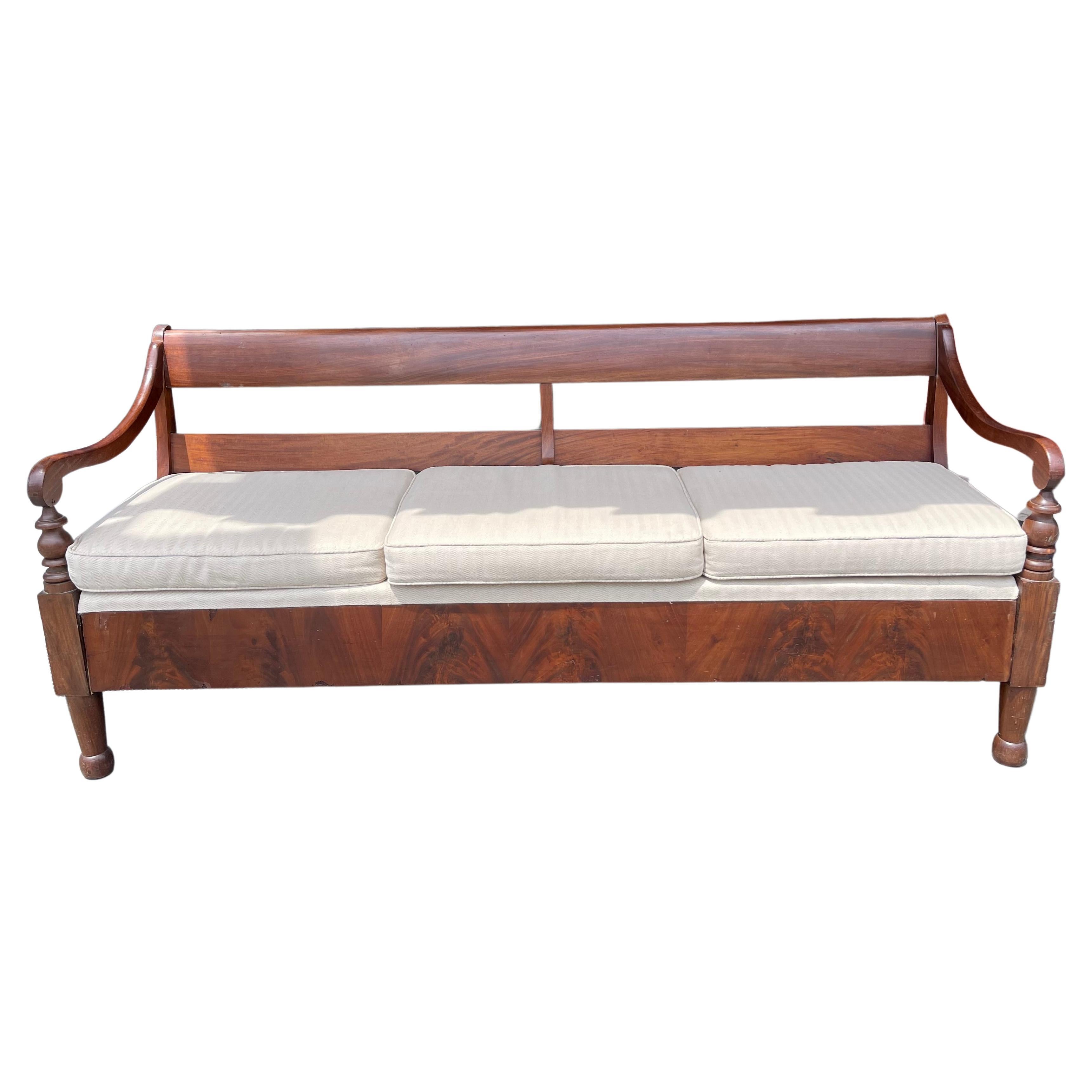 Mahogany Campaign Style Settee or Daybed Late 19th Century For Sale