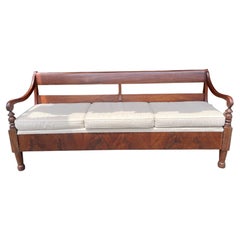 Antique Mahogany Campaign Style Settee or Daybed Late 19th Century