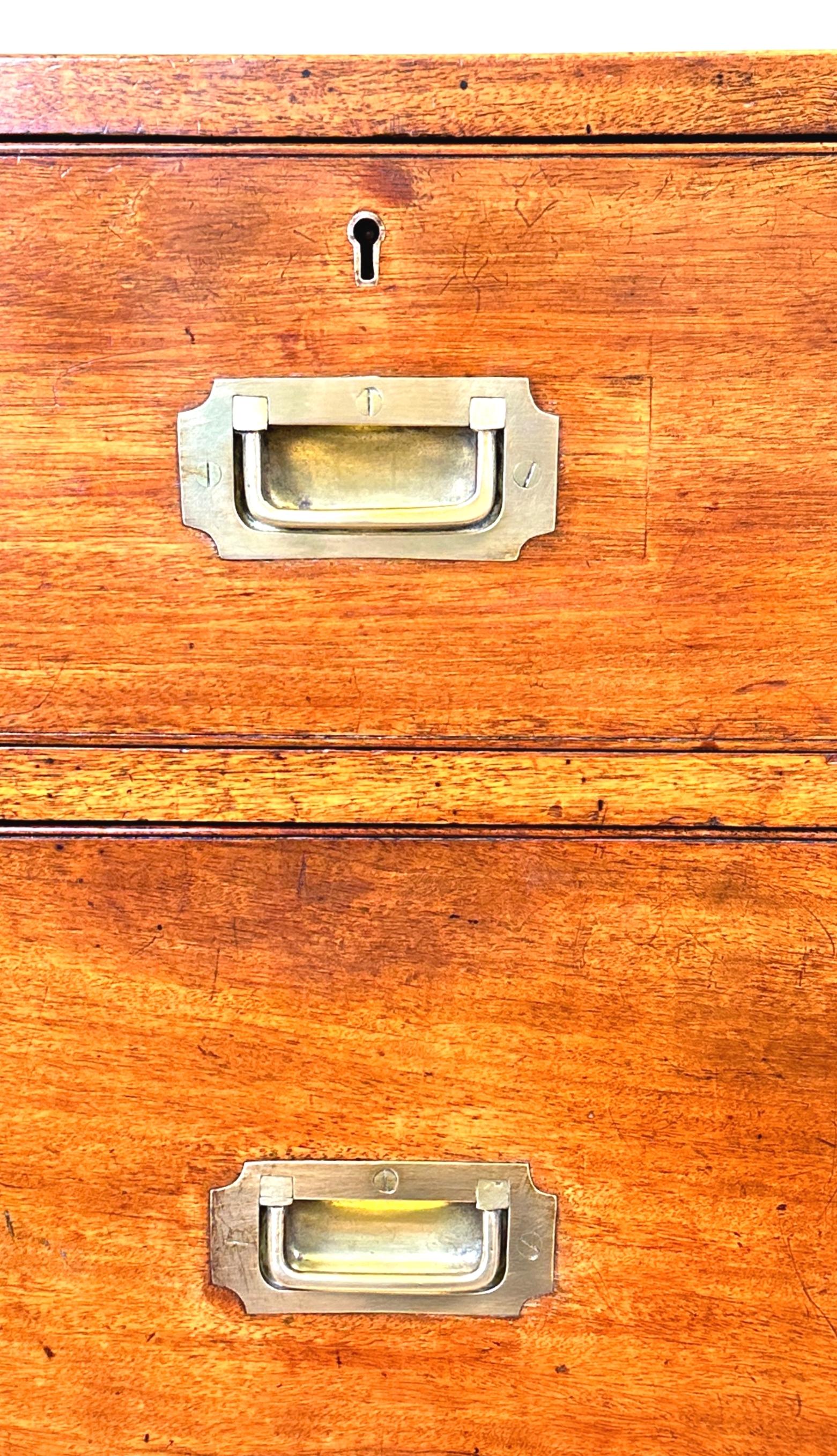 Mahogany & Camphor Military Campaign Chest of Drawers 5