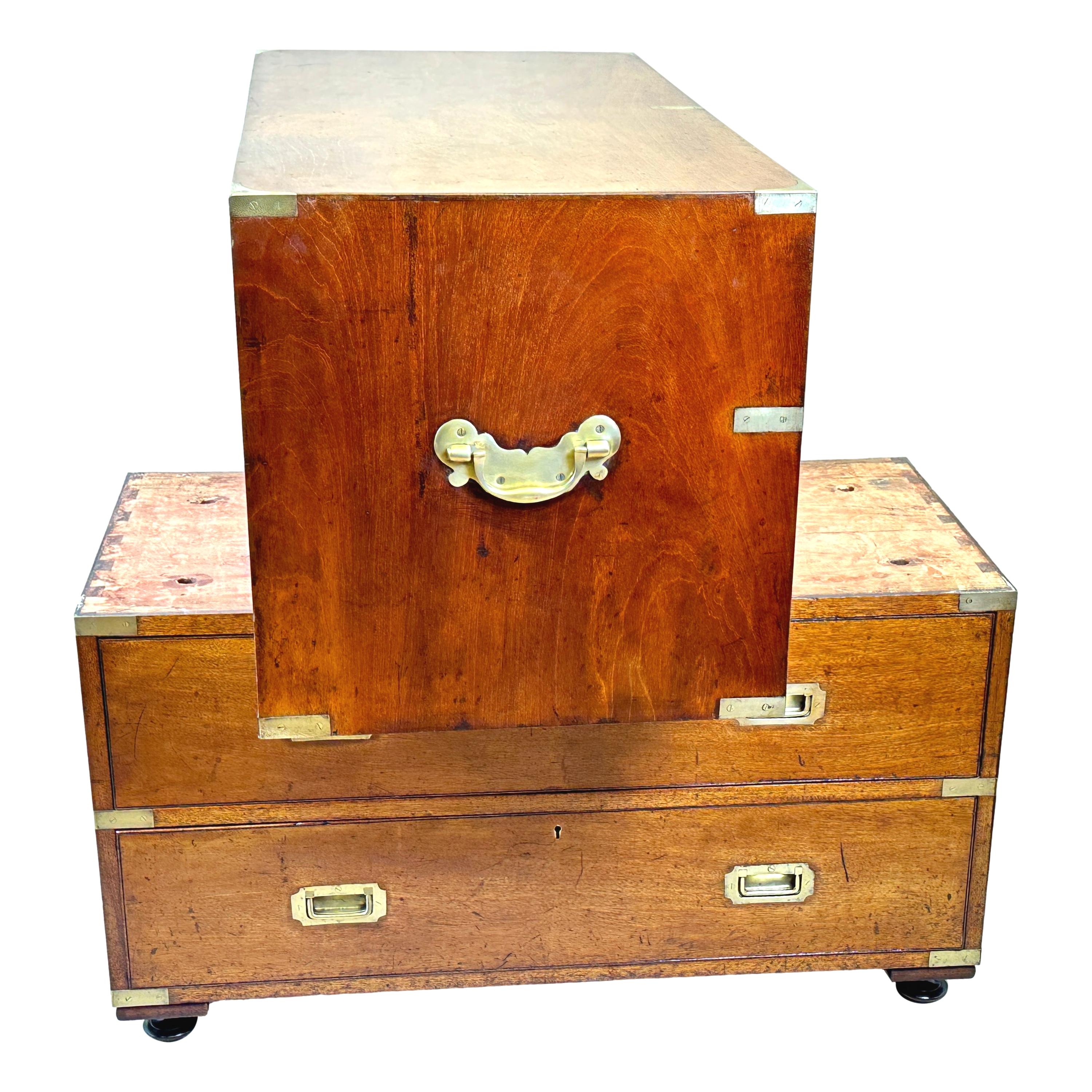Mahogany & Camphor Military Campaign Chest of Drawers 8