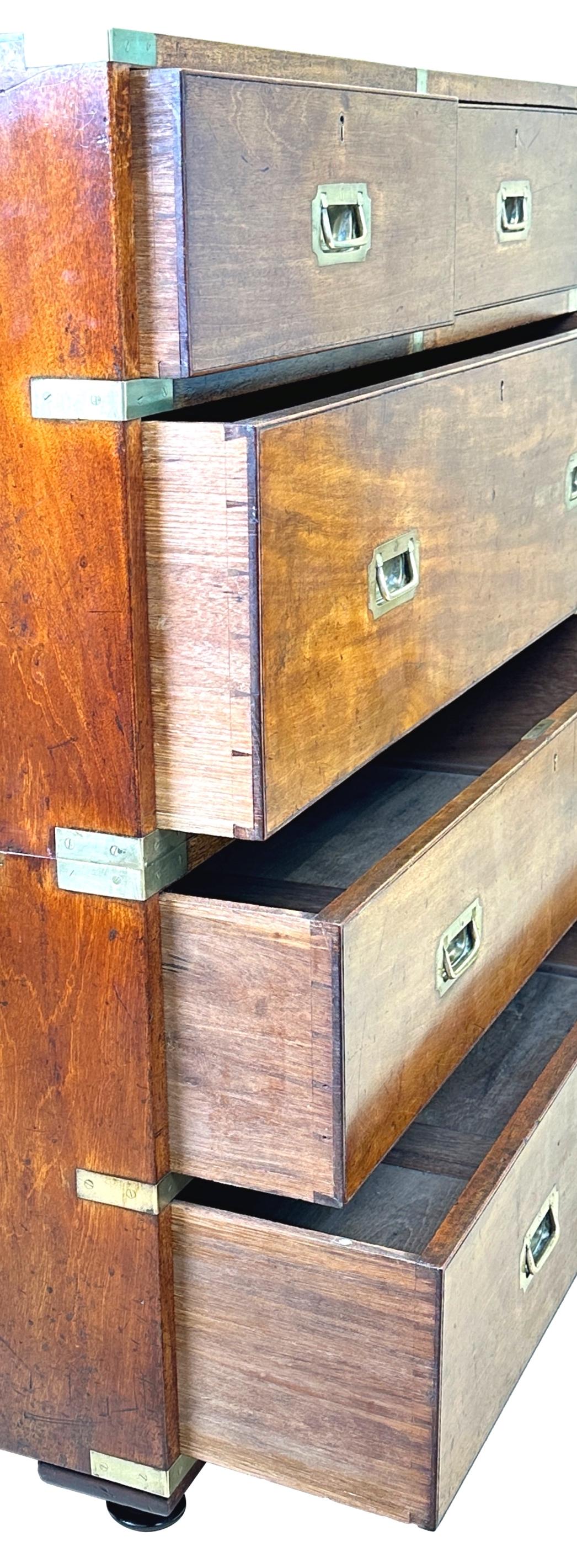 19th Century Mahogany & Camphor Military Campaign Chest of Drawers