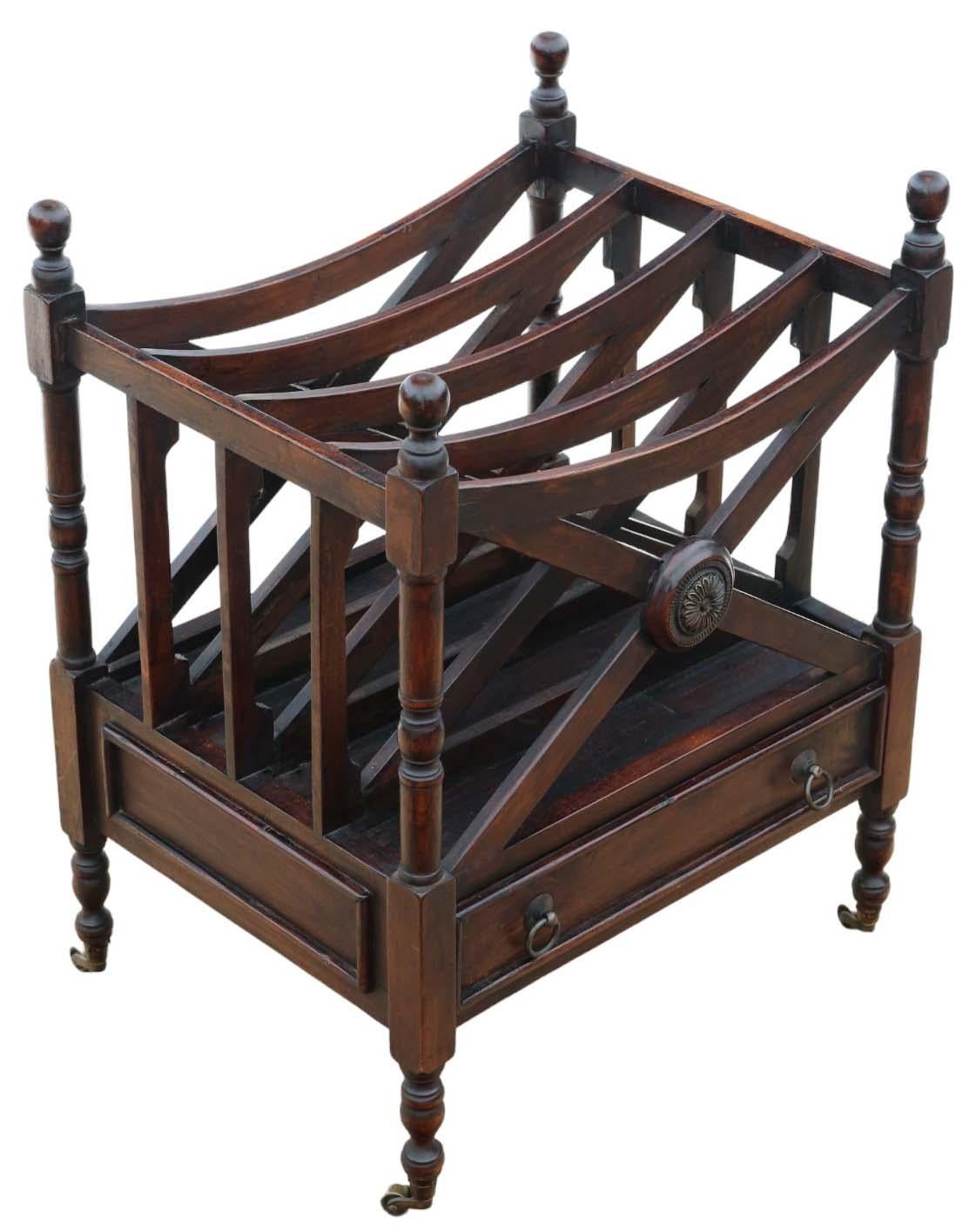 Mahogany Canterbury Magazine Rack - Fine Quality Vintage In Good Condition For Sale In Wisbech, Cambridgeshire