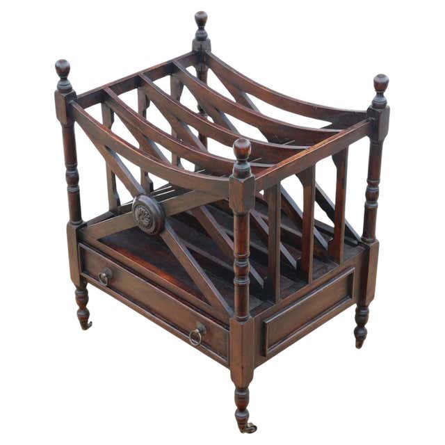 Vintage Regency Style Mahogany Magazine Rack For Sale at 1stDibs