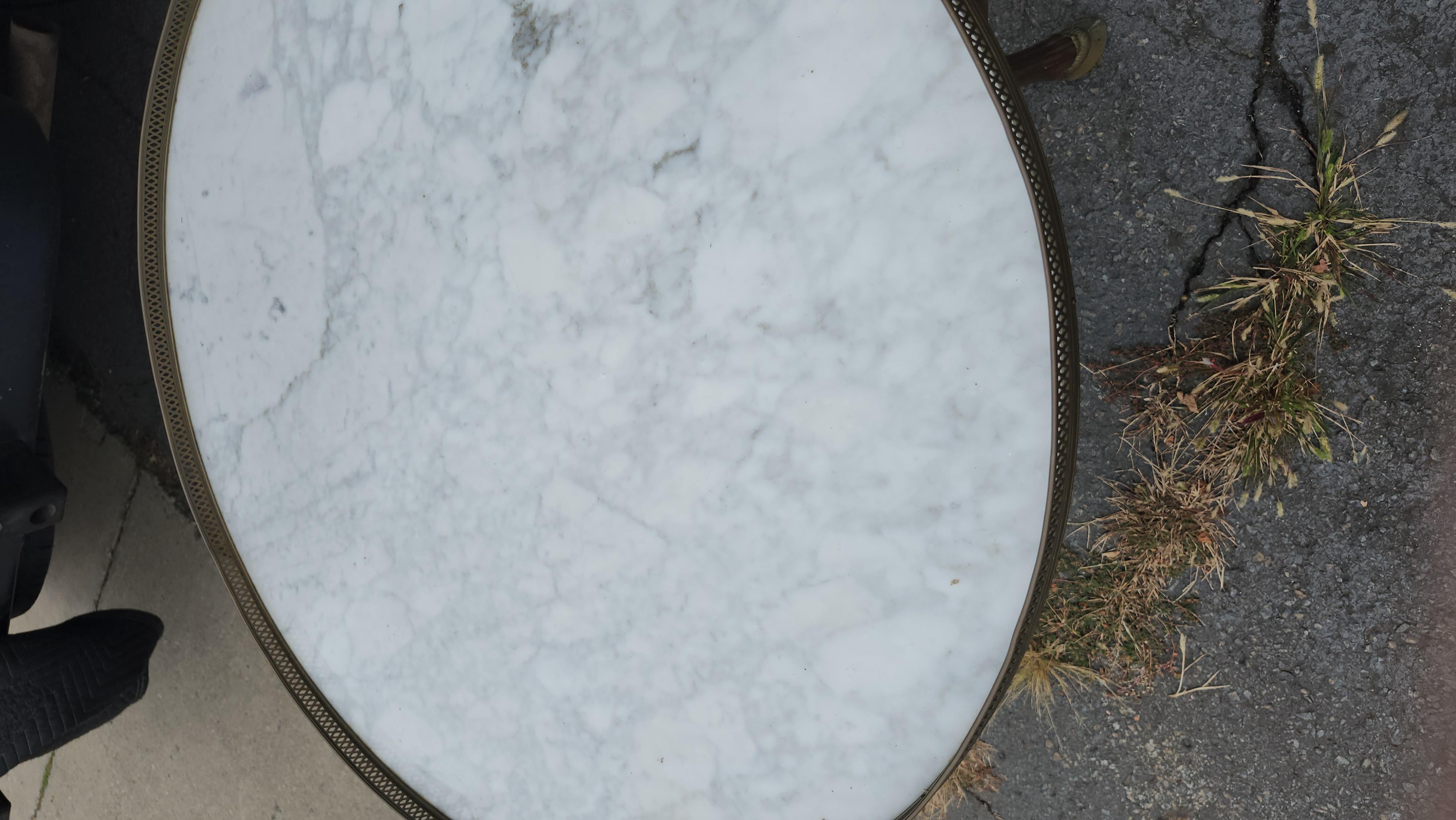 Mahogany & Carrara Marble Top Center Table W Bronze Hoof Feet Pierced Gallery For Sale 6