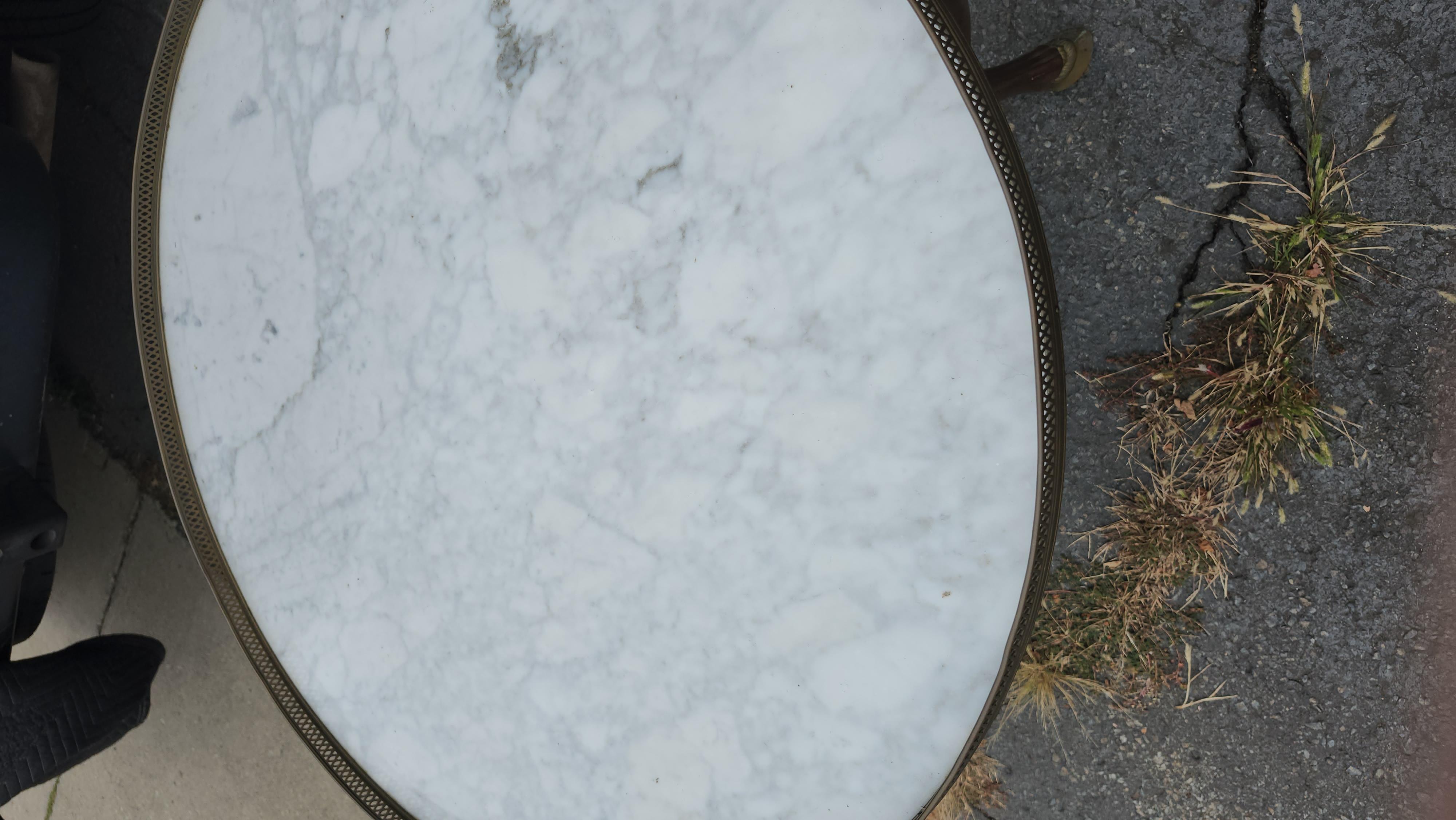 Mahogany & Carrara Marble Top Center Table W Bronze Hoof Feet Pierced Gallery For Sale 7